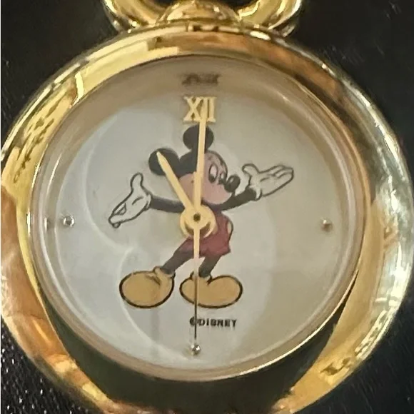 Disney Time Works Mickey Silver/Gold Toned Bracelet Watch! Vintage-Rare Model!